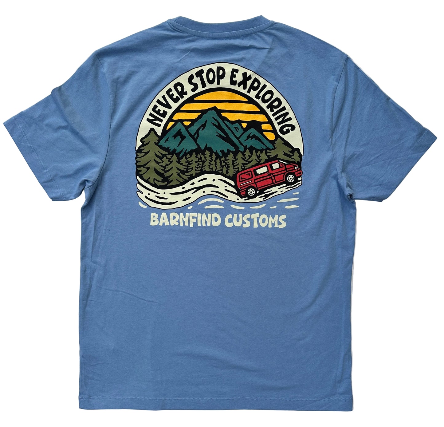 never stop exploring tee (blue)