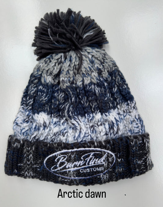 Corkscrew bobble hat