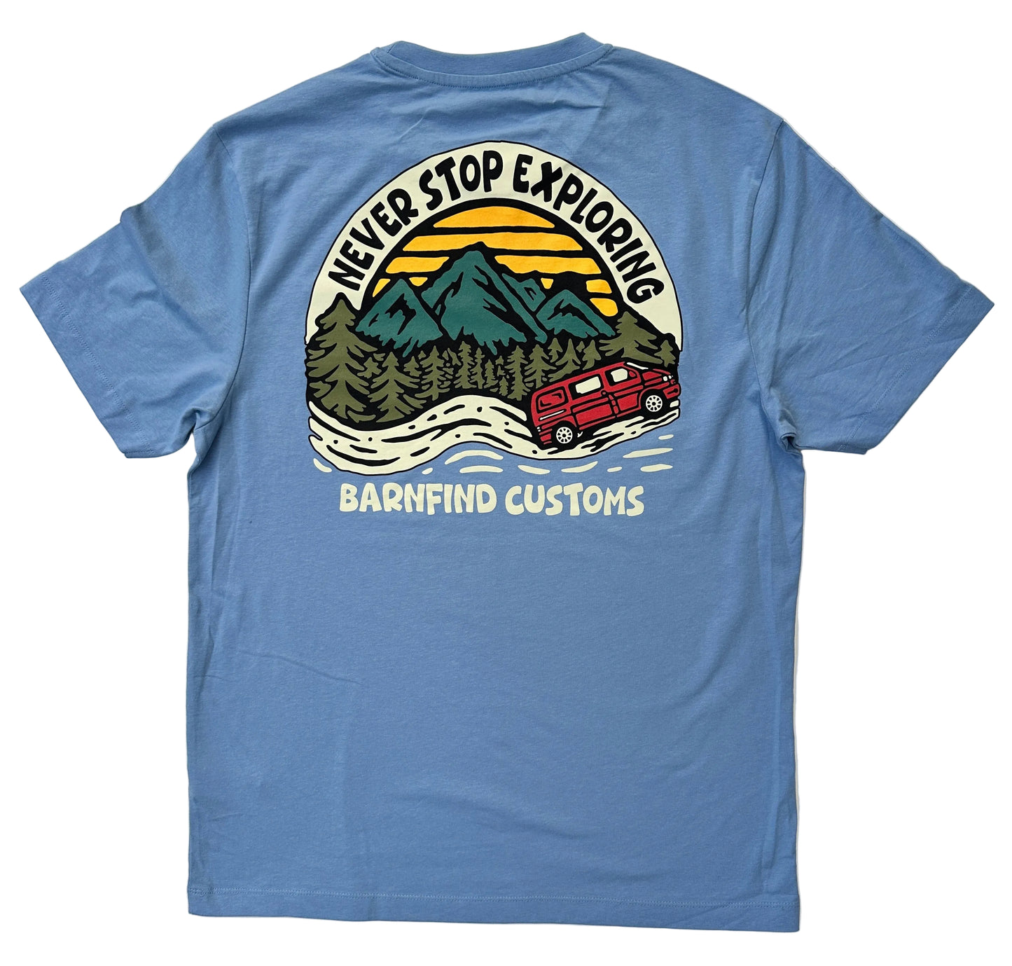 never stop exploring tee (blue)