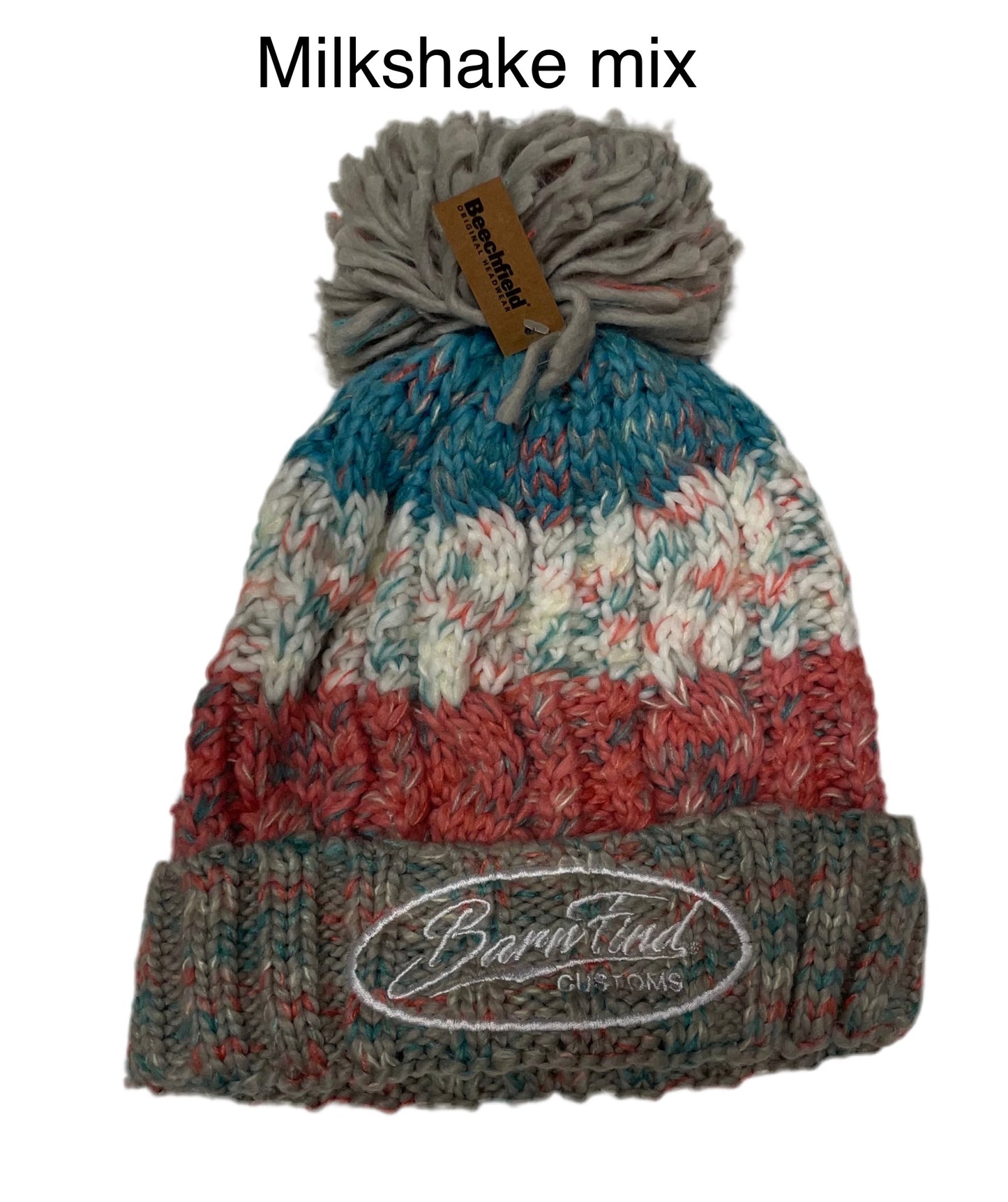 Corkscrew bobble hat