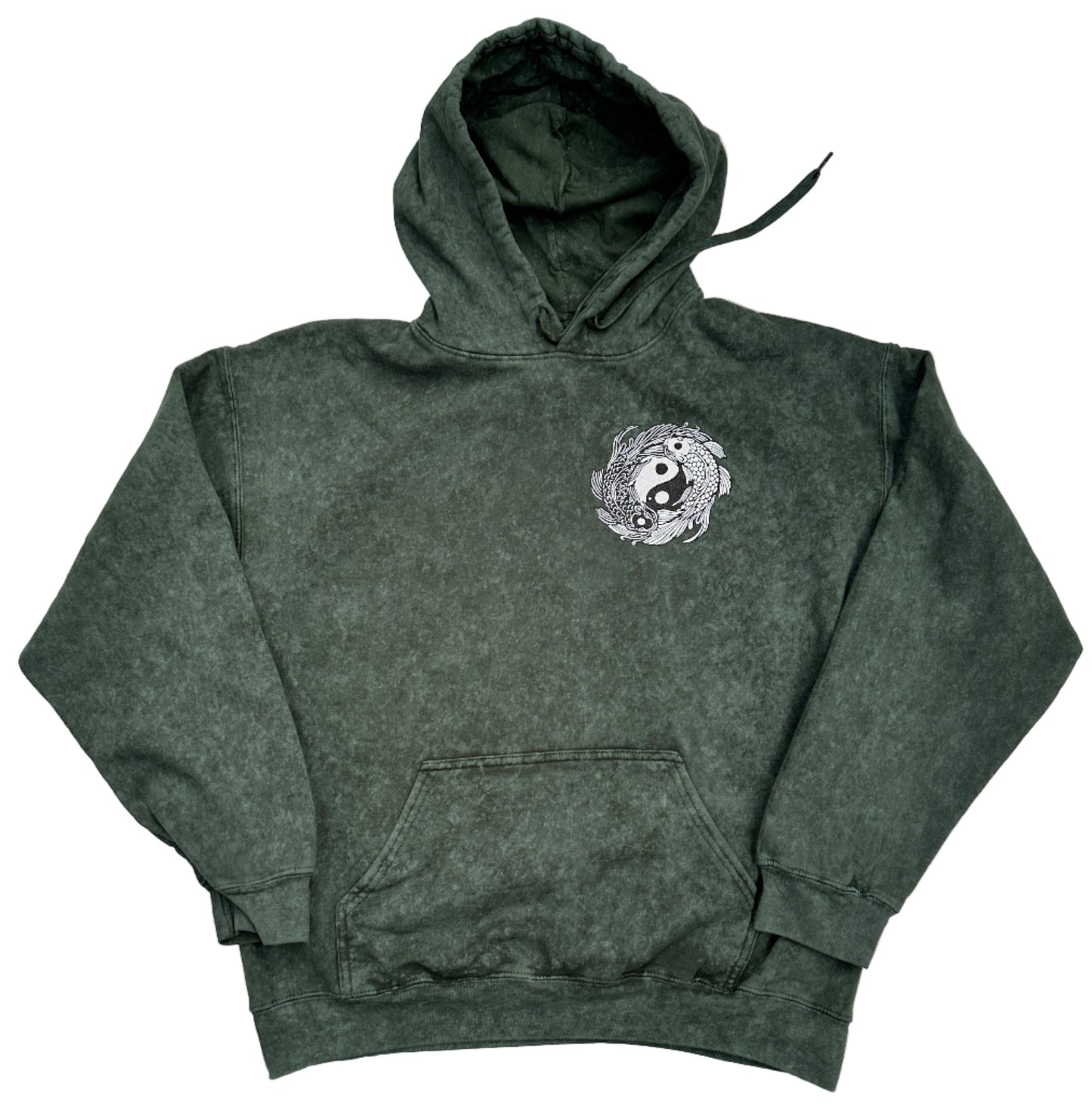 Forrest Green koi print vintage hoodie