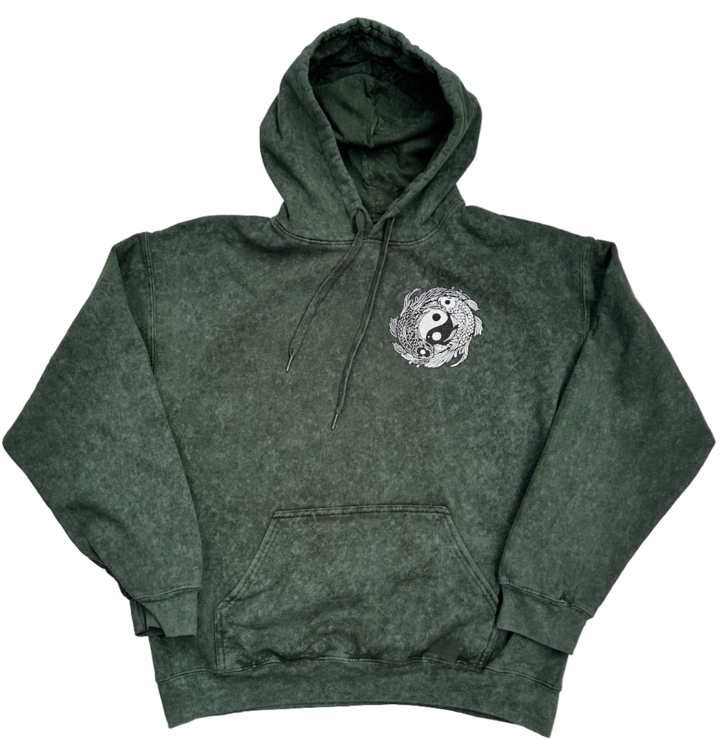 Forrest Green koi print vintage hoodie