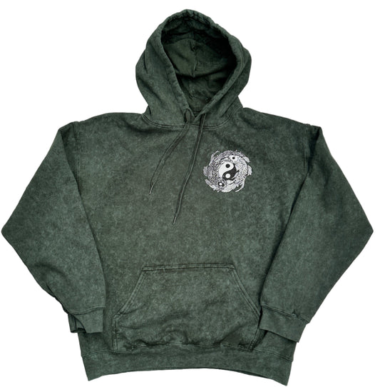 Forrest Green koi print vintage hoodie