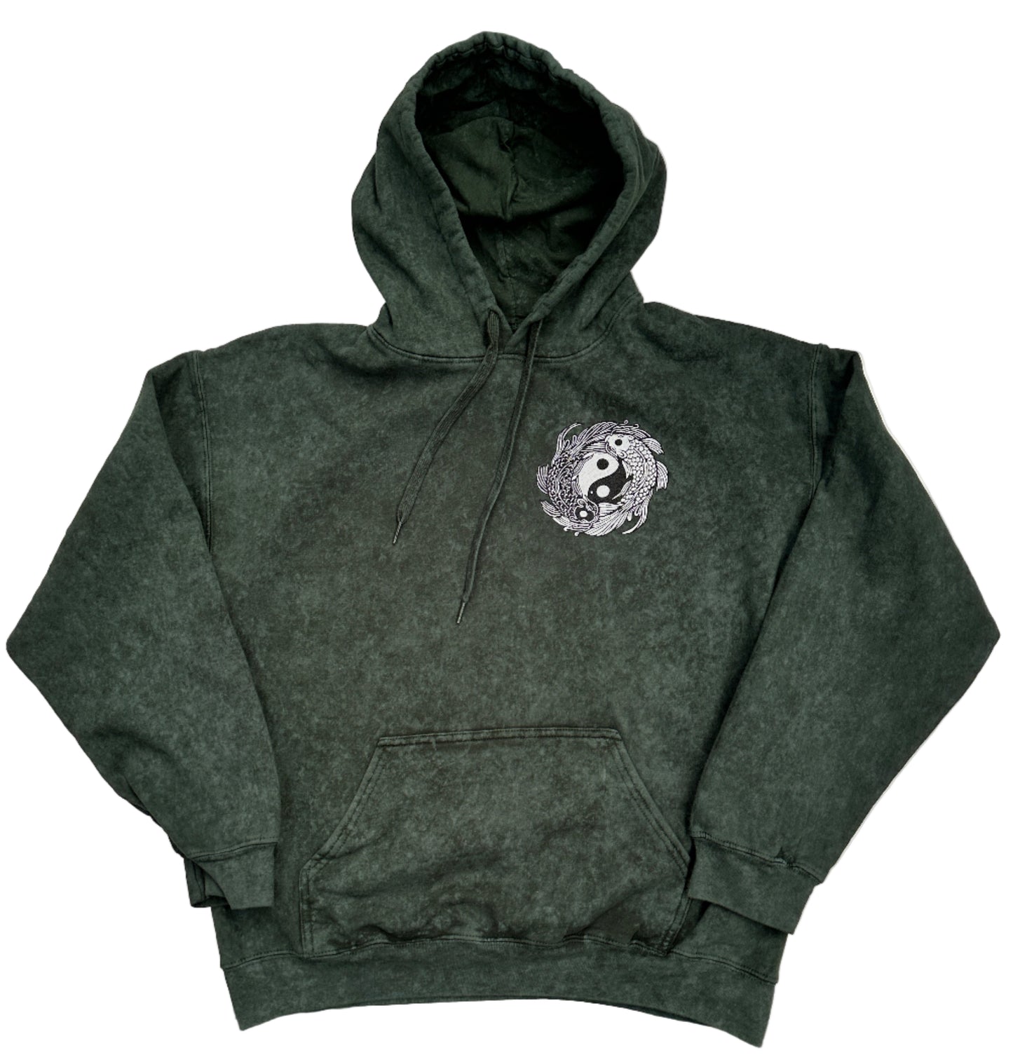 Forrest Green koi print vintage hoodie