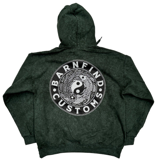 Forrest Green koi print vintage hoodie